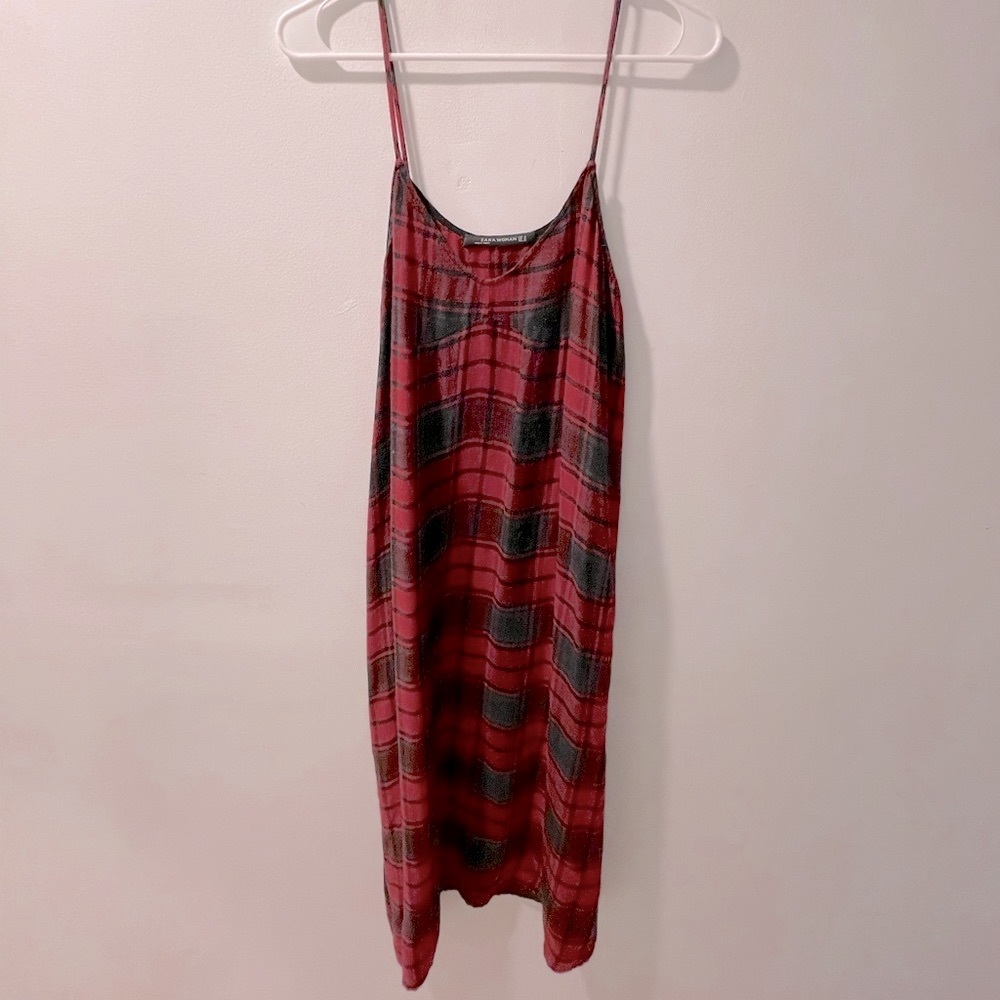 Zara Plaid spaghetti strap Dress